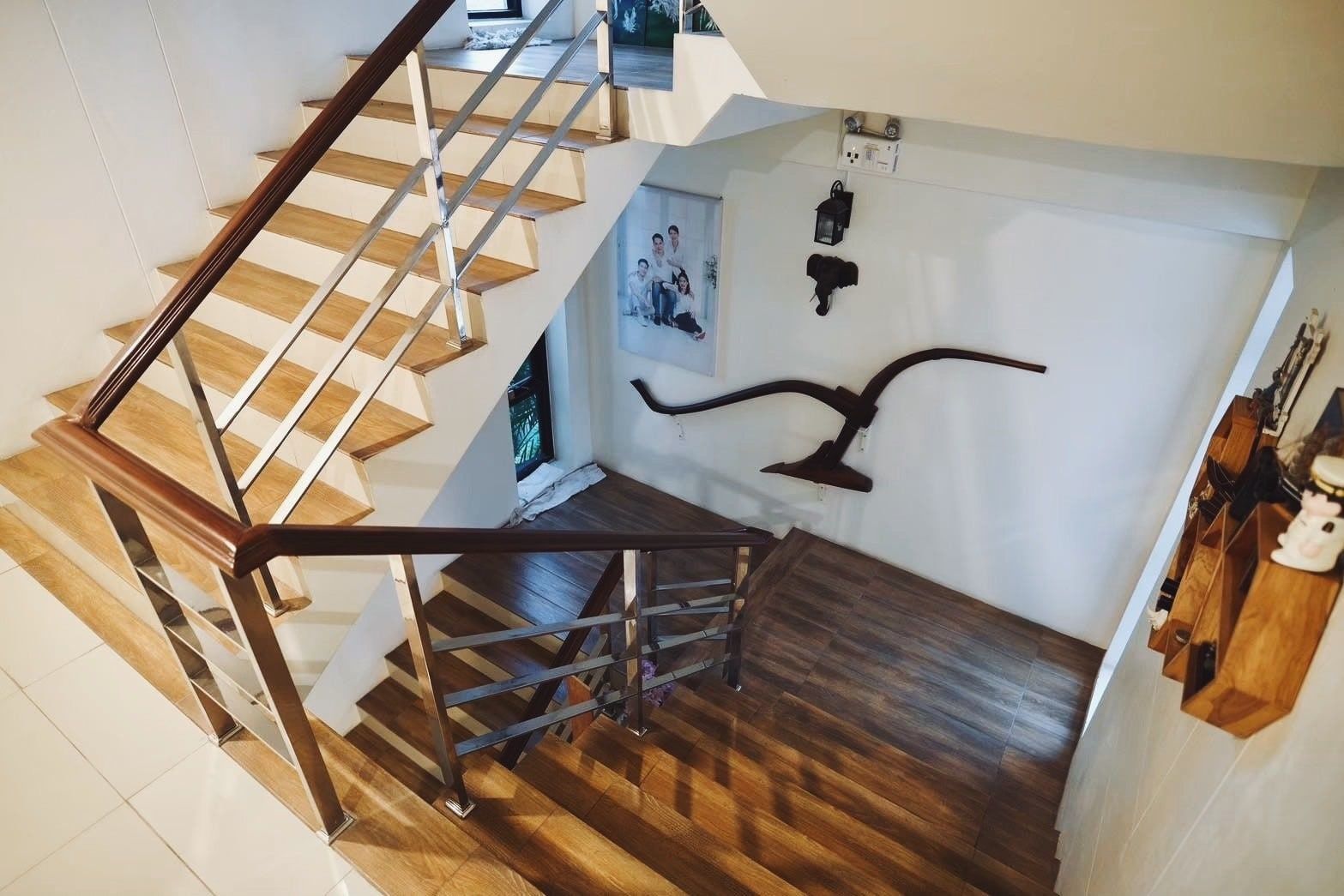 Staircase inside the hotel, seen from above